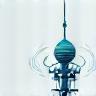 Iconic 5G tower with network signals